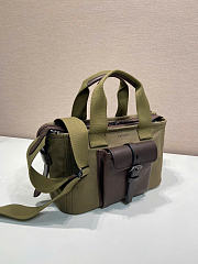 Kitlife Prada Route Medium Green Canvas & Leather Tote Bag 1BG660 28x21x13cm - 5