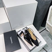 Kitlife Chanel Black Calfskin Cap Toe CC Slingback Pumps 65mm - 3