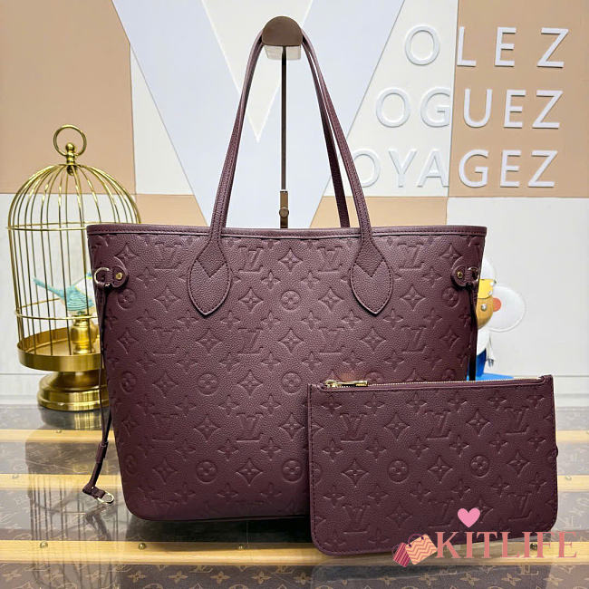 Kitlife Louis Vuitton Neverfull MM Bag Burgundy Monogram Empreinte M2A398 47x28x14cm  - 1