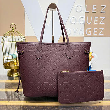 Kitlife Louis Vuitton Neverfull MM Bag Burgundy Monogram Empreinte M2A398 47x28x14cm 