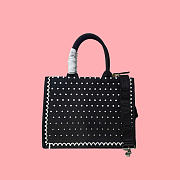 Kitlife Dior Medium Book Tote with Strap Black and White PolkaDior Embroidery 36x27.5x16.5cm - 6