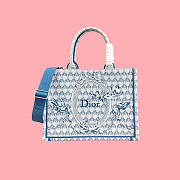 Kitlife Dior Qixi Medium Book Tote with Strap Blue Dior Colibri Embroidery and Dior Médaillon 36x27.5x16.5cm - 1