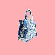 Kitlife Dior Qixi Medium Book Tote with Strap Blue Dior Colibri Embroidery and Dior Médaillon 36x27.5x16.5cm - 2