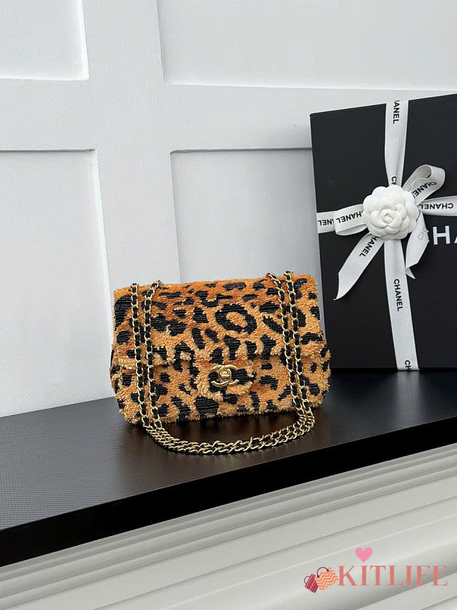 Kitlife Chanel Small Flap Bag Orange & Black Sequins, Mixed fibers & Gold-tone Metal AS4561 14x21x8cm - 1