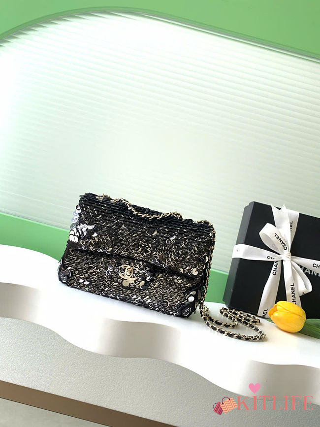 Kitlife Chanel 26C Flap Bag Double-C Sequin Bag AS4561 14x21x8cm - 1