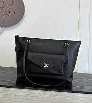 Kitlife Chanel Clair CC Front Pocket Chain Tote Bag Black 22x35x11cm - 1