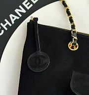 Kitlife Chanel Clair CC Front Pocket Chain Tote Bag Black Suede 22x35x11cm - 5