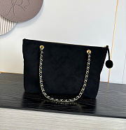 Kitlife Chanel Clair CC Front Pocket Chain Tote Bag Black Suede 22x35x11cm - 2