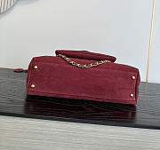 Kitlife Chanel Clair CC Front Pocket Chain Tote Bag Burgundy Suede 22x35x11cm - 5