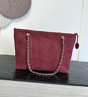 Kitlife Chanel Clair CC Front Pocket Chain Tote Bag Burgundy Suede 22x35x11cm - 4