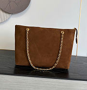 Kitlife Chanel Clair CC Front Pocket Chain Tote Bag Brown Suede 22x35x11cm - 6