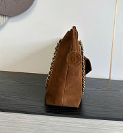 Kitlife Chanel Clair CC Front Pocket Chain Tote Bag Brown Suede 22x35x11cm - 5