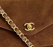 Kitlife Chanel Clair CC Front Pocket Chain Tote Bag Brown Suede 22x35x11cm - 4