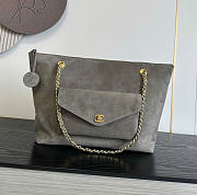 Kitlife Chanel Clair CC Front Pocket Chain Tote Bag Gray Suede 22x35x11cm - 1