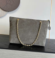 Kitlife Chanel Clair CC Front Pocket Chain Tote Bag Gray Suede 22x35x11cm - 4