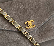 Kitlife Chanel Clair CC Front Pocket Chain Tote Bag Gray Suede 22x35x11cm - 3