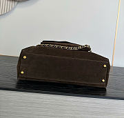 Kitlife Chanel Clair CC Front Pocket Chain Tote Bag Dark Brown Suede 22x35x11cm - 6