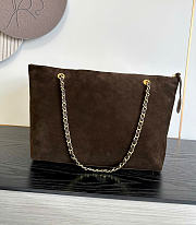 Kitlife Chanel Clair CC Front Pocket Chain Tote Bag Dark Brown Suede 22x35x11cm - 5