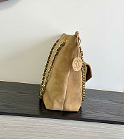 Kitlife Chanel Clair CC Front Pocket Chain Tote Bag Beige Suede 22x35x11cm  - 2
