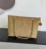 Kitlife Chanel Clair CC Front Pocket Chain Tote Bag Beige Suede 22x35x11cm  - 5