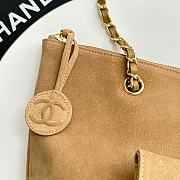 Kitlife Chanel Clair CC Front Pocket Chain Tote Bag Beige Suede 22x35x11cm  - 6