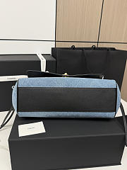 Kitlife Chanel Small Shopping Bag Black Calfskin & Blue Denim AS6288 31x15x12cm  - 5