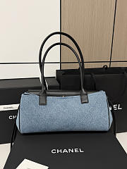 Kitlife Chanel Small Shopping Bag Black Calfskin & Blue Denim AS6288 31x15x12cm  - 4