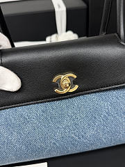 Kitlife Chanel Small Shopping Bag Black Calfskin & Blue Denim AS6288 31x15x12cm  - 2