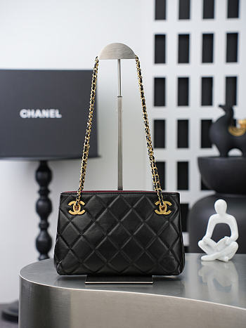 Kitlife Chanel Black Lambskin Quilted Chain Tote Bag AS6248 16x24.5x7.5cm