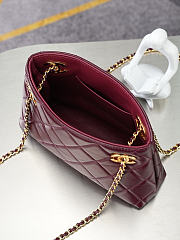 Kitlife Chanel Burgundy Lambskin Quilted Chain Tote Bag AS6248 16x24.5x7.5cm - 6