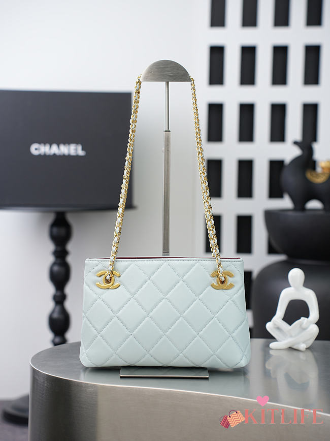 Kitlife Chanel White Lambskin Quilted Chain Tote Bag AS6248 16x24.5x7.5cm - 1