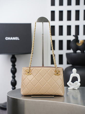 Kitlife Chanel Beige Lambskin Quilted Chain Tote Bag AS6248 16x24.5x7.5cm 