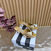 Kitlife Aquazzura Ce Soir Embellished Gold Metallic Leather Mule 75mm - 1