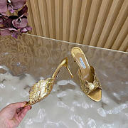 Kitlife Aquazzura Ce Soir Embellished Gold Metallic Leather Mule 75mm - 6