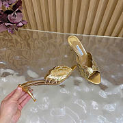 Kitlife Aquazzura Ce Soir Embellished Gold Metallic Leather Mule 75mm - 3