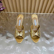 Kitlife Aquazzura Ce Soir Embellished Gold Metallic Leather Mule 75mm - 2