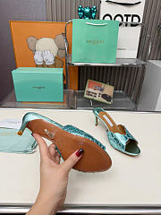 Kitlife Aquazzura Ce Soir Embellished Green Metallic Leather Mule 75mm  - 6