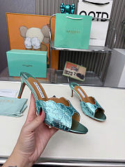 Kitlife Aquazzura Ce Soir Embellished Green Metallic Leather Mule 75mm  - 5