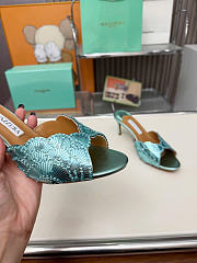 Kitlife Aquazzura Ce Soir Embellished Green Metallic Leather Mule 75mm  - 4