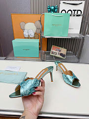 Kitlife Aquazzura Ce Soir Embellished Green Metallic Leather Mule 75mm  - 3