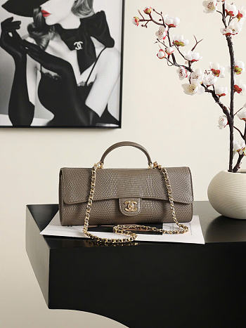 Kitlife Chanel Party Bag With Chain Gray Calfskin With Lizard Effect AP5280 25x9.5x5cm 