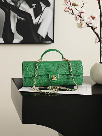 Kitlife Chanel Party Bag With Chain Green Calfskin With Lizard Effect AP5280 25x9.5x5cm 