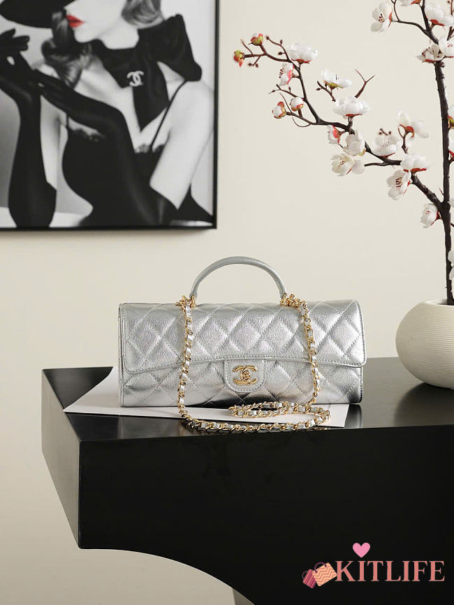 Kitlife Chanel Party Bag With Chain Silver AP5280 25x9.5x5cm - 1
