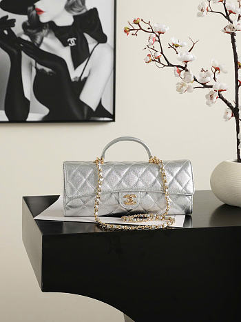 Kitlife Chanel Party Bag With Chain Silver AP5280 25x9.5x5cm