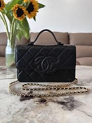 Kitlife Chanel Flap Top-Handle Bag Black Grained Leather AP6644 24x16x5cm - 1
