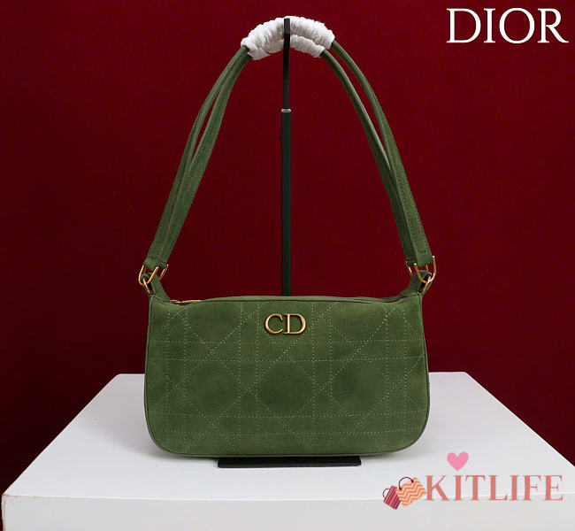 Kitlife Dior Ogun Bag Green Suede Leather 8001 26×14.5×17cm - 1