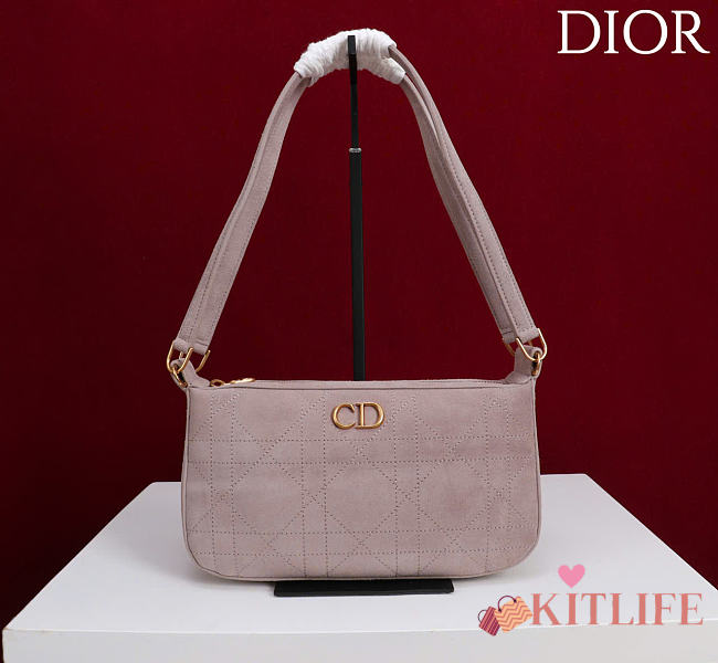 Kitlife Dior Ogun Bag Light Pink Suede Leather 8001 26×14.5×17cm - 1