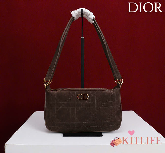 Kitlife Dior Ogun Bag Dark Brown Suede Leather 8001 26×14.5×17cm  - 1