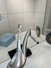 Kitlife Prada Brushed Leather Slingback Pumps Silver 75 mm - 6