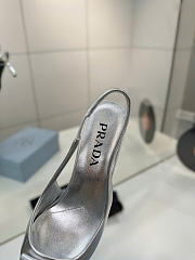 Kitlife Prada Brushed Leather Slingback Pumps Silver 75 mm - 3